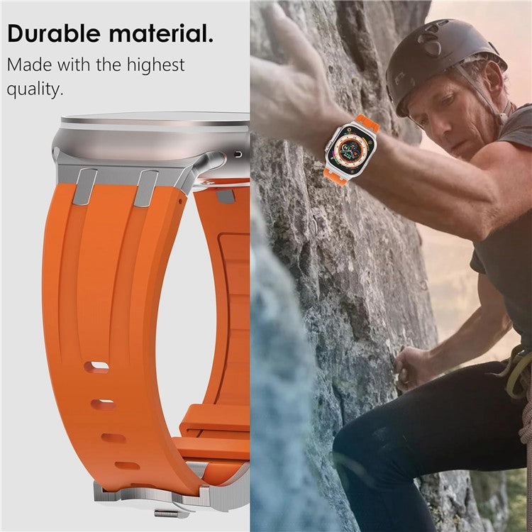 KALEBOL Watch Band For Apple Watch Series 10 42mm / 9 8 7 41mm / 6 5 4 SE (2023) SE (2022) SE 40mm / 3 2 1 38mm Liquid Silicone Strap - Titanium+Grey