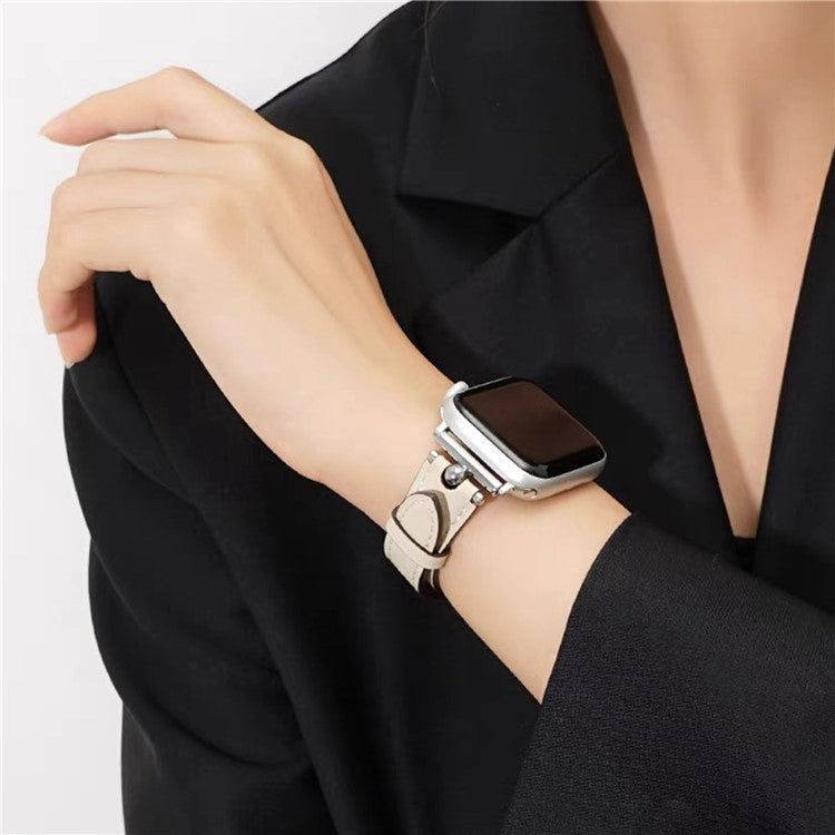 KALEBOL For Apple Watch 10 46mm / Ultra 2 / Ultra 49mm / 9 8 7 45mm / SE (2023) SE (2022) SE 6 5 4 44mm / 3 2 1 42mm Strap - Tan / Gold Buckle