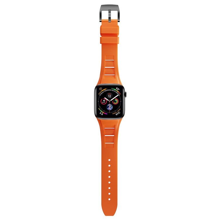 KALEBOL For Apple Watch 10 46mm / Ultra 2 / Ultra 49mm / 9 8 7 45mm / SE (2023) SE (2022) SE 6 5 4 44mm / 3 2 1 42mm Watch Bracelet - Orange / Black Buckle
