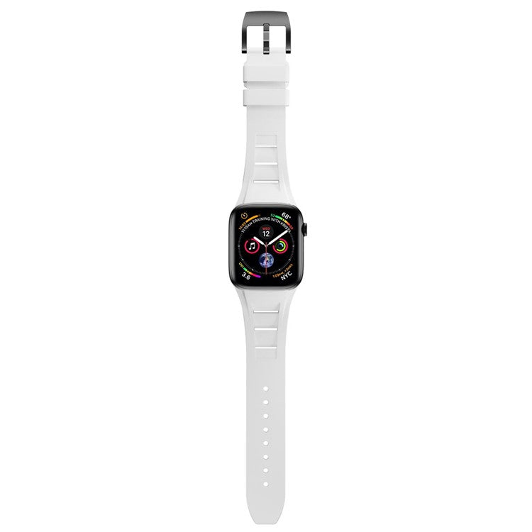 KALEBOL For Apple Watch 10 46mm / Ultra 2 / Ultra 49mm / 9 8 7 45mm / SE (2023) SE (2022) SE 6 5 4 44mm / 3 2 1 42mm Watch Bracelet - White / Black Buckle