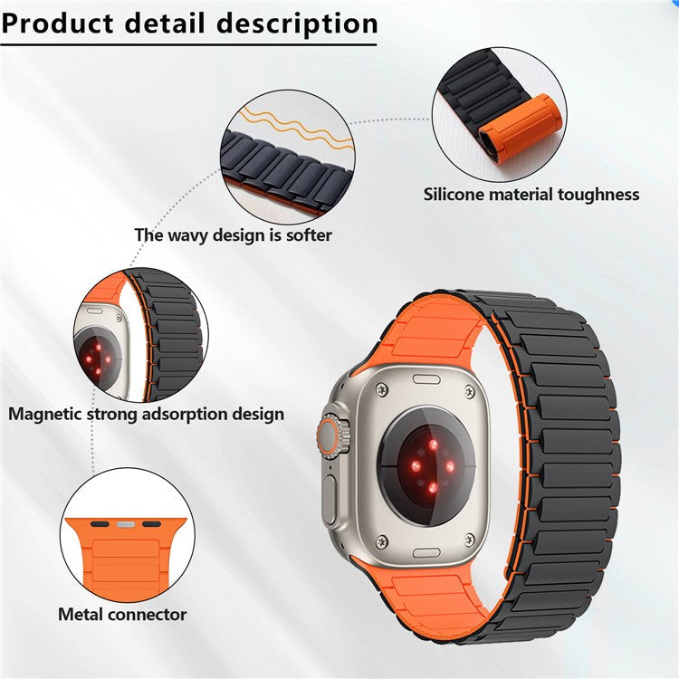 KALEBOL Watch Strap For Apple Watch Series 10 42mm / 9 8 7 41mm / SE (2023) SE (2022) SE 6 5 4 40mm / 3 2 1 38mm Magnetic Silicone Band - Starlight