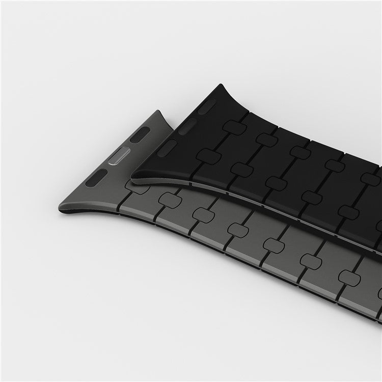 KALEBOL KLB-CXGJ-002 Magnetic Silicone Band For Apple Watch Series 10 42mm / 9 8 7 41mm / SE (2022) SE (2023) SE 6 5 4 40mm / 3 2 1 38mm - Black+Grey