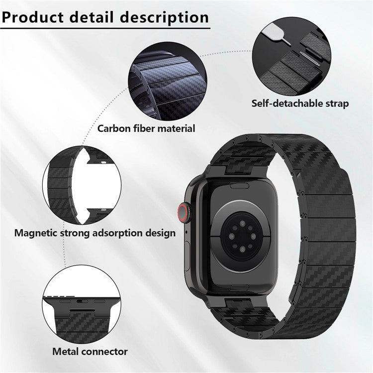 KALEBOL KLB-XWCX-001 Magnetic PC Watch Band For Apple Watch Series 10 42mm / 9 8 7 41mm / SE (2023) SE (2022) SE 6 5 4 40mm / 3 2 1 38mm - Black