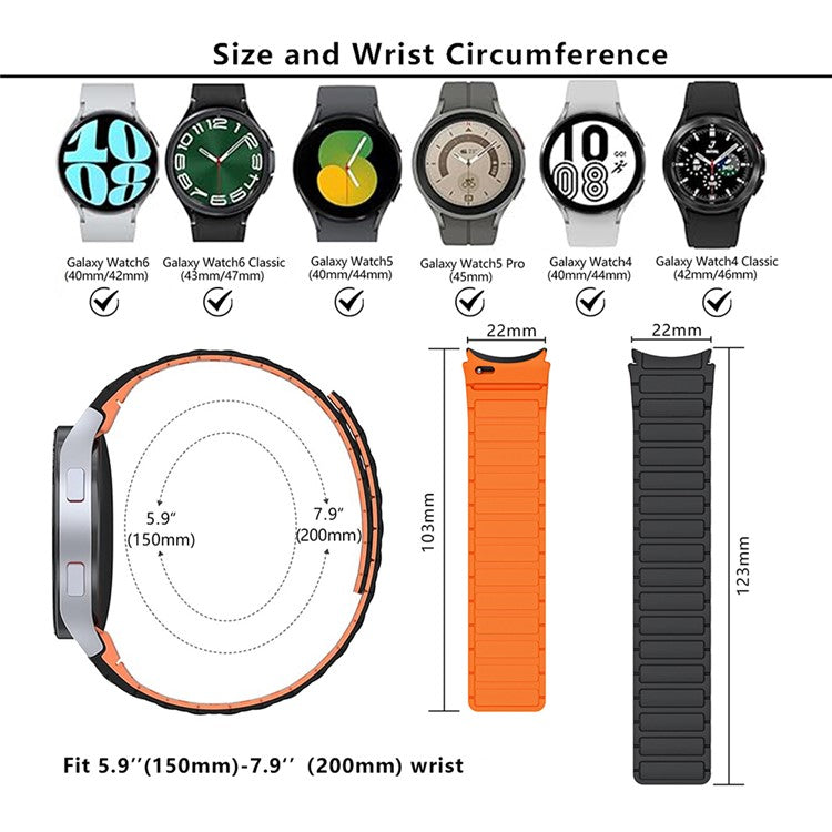 KALEBOL KLB-CXGJ-001 For Samsung Galaxy Watch FE 40mm / Watch4 40mm / Galaxy Watch Active2 40mm Silicone Watch Band - Black Orange