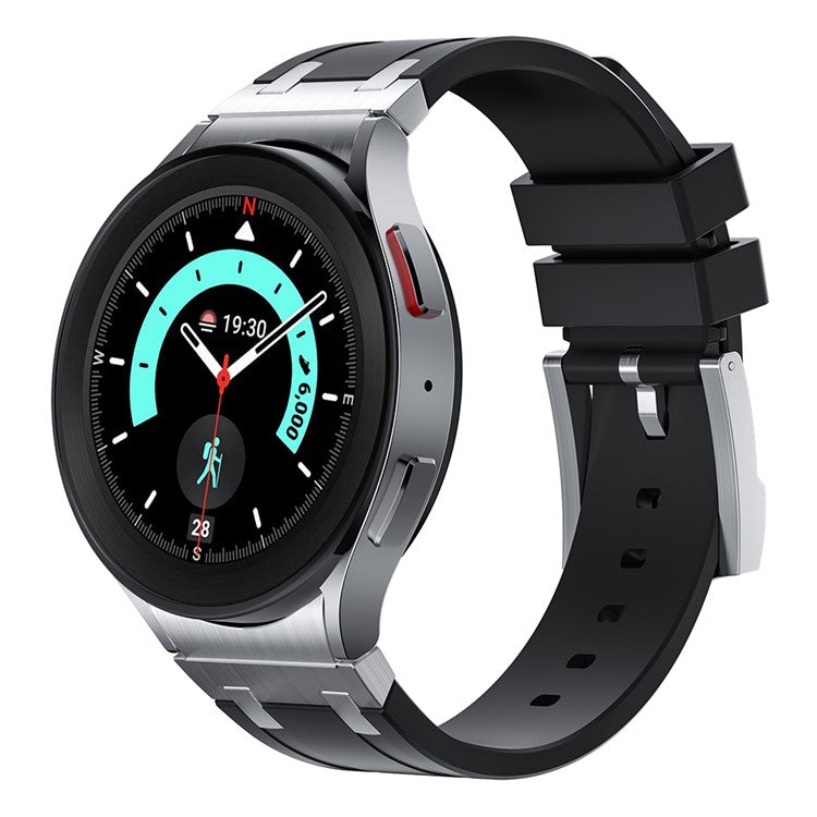KALEBOL KLB-CXGJ-001 For Samsung Galaxy Watch5 40mm / Galaxy Watch6 Classic 43mm Silicone Watch Strap - Silver+Black