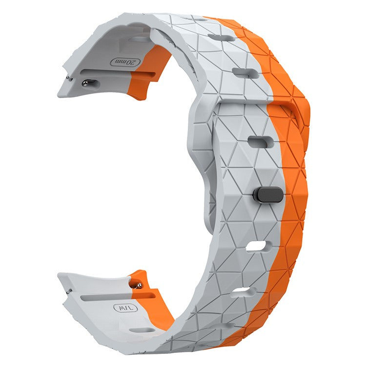 KALEBOL KLB-ZQWFKGJ-001 For Samsung Galaxy Watch FE 40mm / Watch 4 / 5 / 6 Football Pattern Silicone Watch Strap Band - Grey Orange