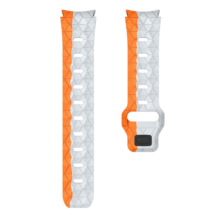 KALEBOL KLB-ZQWFKGJ-001 For Samsung Galaxy Watch FE 40mm / Watch 4 / 5 / 6 Football Pattern Silicone Watch Strap Band - Grey Orange