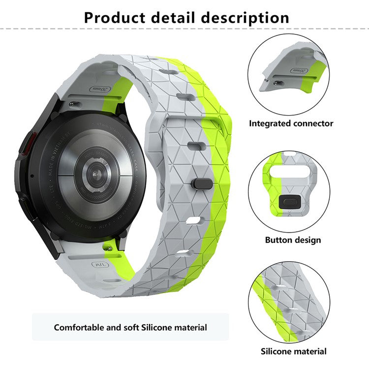 KALEBOL KLB-ZQWFKGJ-001 For Samsung Galaxy Watch FE 40mm / Watch 4 / 5 / 6 Football Pattern Silicone Watch Strap Band - Grey Orange