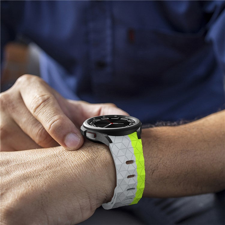 KALEBOL KLB-ZQWFKGJ-001 For Samsung Galaxy Watch FE 40mm / Watch 4 / 5 / 6 Football Pattern Silicone Watch Strap Band - Grey Green