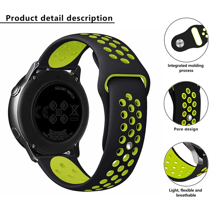 KALEBOL KLB-SSGJ-004 For Samsung Gear Sport / Samsung Gear S2 Classic Silicone Strap 20mm Buckle Watchband - Green / Blue