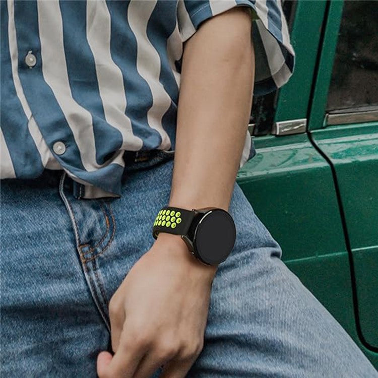 KALEBOL KLB-SSGJ-004 For Samsung Gear Sport / Samsung Gear S2 Classic Silicone Strap 20mm Buckle Watchband - Green / Blue