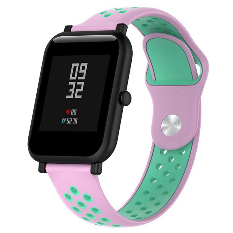 KALEBOL KLB-SSGJ-004 For Samsung Gear S3 Classic / Gear S3 Frontier / Huawei Watch 4 Silicone Wrist Strap - Pink+Teal Green