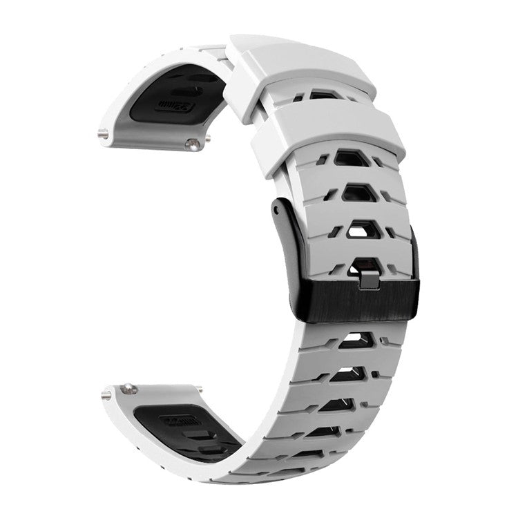 KALEBOL KLB-SSTXGJ-001 For Samsung Galaxy Watch6 Classic 43mm / 47mm / GarminActive 20mm Silicone Trapezoidal Watch Strap - White+Black