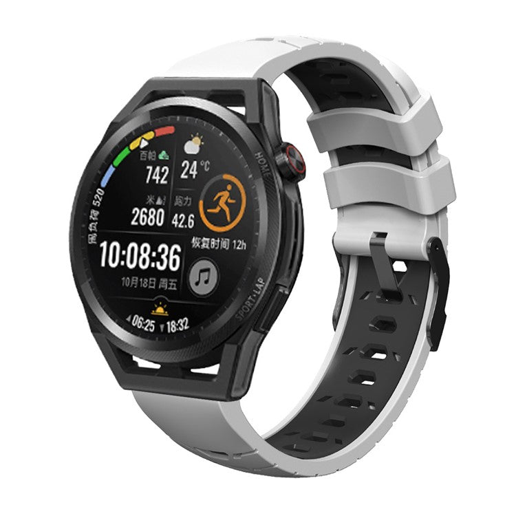 KALEBOL KLB-SSTXGJ-001 For Samsung Galaxy Watch6 Classic 43mm / 47mm / GarminActive 20mm Silicone Trapezoidal Watch Strap - White+Black