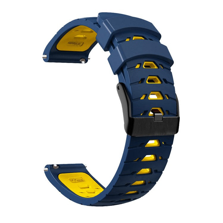 KALEBOL KLB-SSTXGJ-001 For Samsung Galaxy Watch6 Classic 43mm / 47mm / GarminActive 20mm Silicone Trapezoidal Watch Strap - Midnight Blue+Yellow