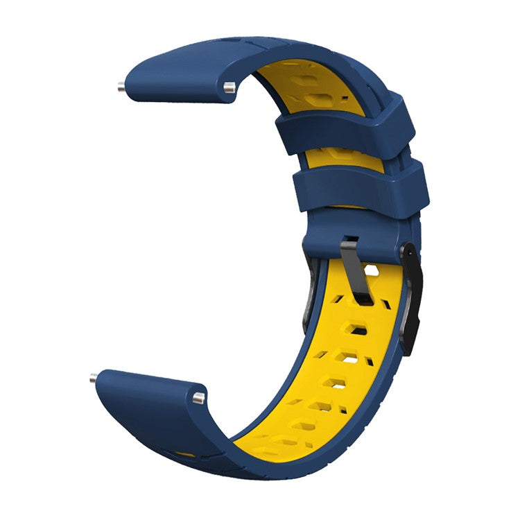 KALEBOL KLB-SSTXGJ-001 For Samsung Galaxy Watch6 Classic 43mm / 47mm / GarminActive 20mm Silicone Trapezoidal Watch Strap - Midnight Blue+Yellow