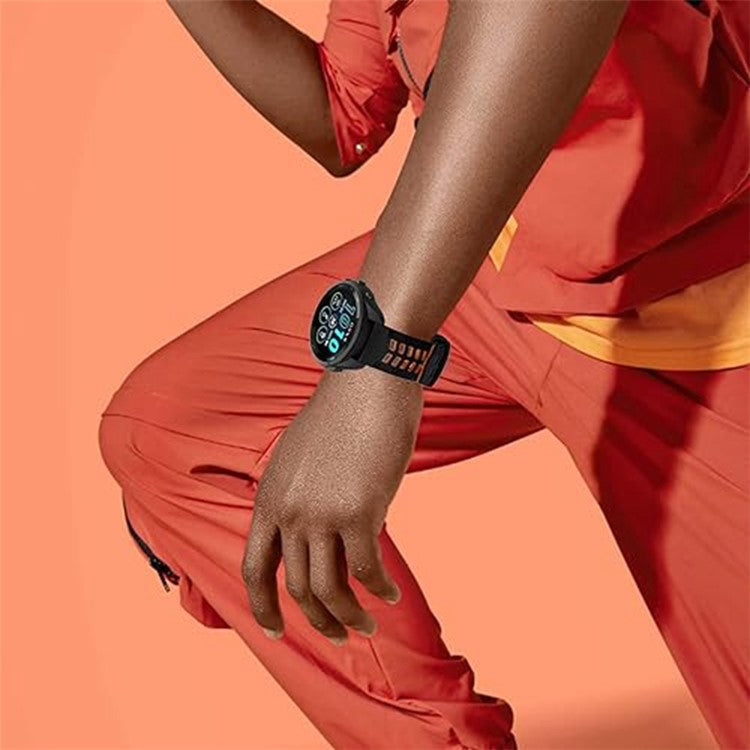 KALEBOL KLB-SSTXGJ-001 For Samsung Galaxy Watch6 Classic 43mm / 47mm / GarminActive 20mm Silicone Trapezoidal Watch Strap - Midnight Blue+Yellow