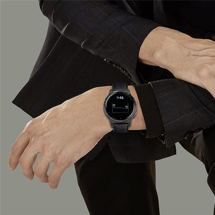 KALEBOL KLB-FMWZP-001 For Samsung Galaxy Watch3 45mm / Huawei Watch 4 Pro Leather Watch Strap Genuine Cow Leather Watch Band - Coffee