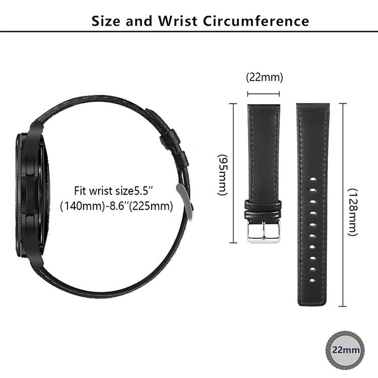 KALEBOL KLB-FMWZP-001 For Samsung Galaxy Watch3 45mm / Huawei Watch 4 Pro Leather Watch Strap Genuine Cow Leather Watch Band - Coffee