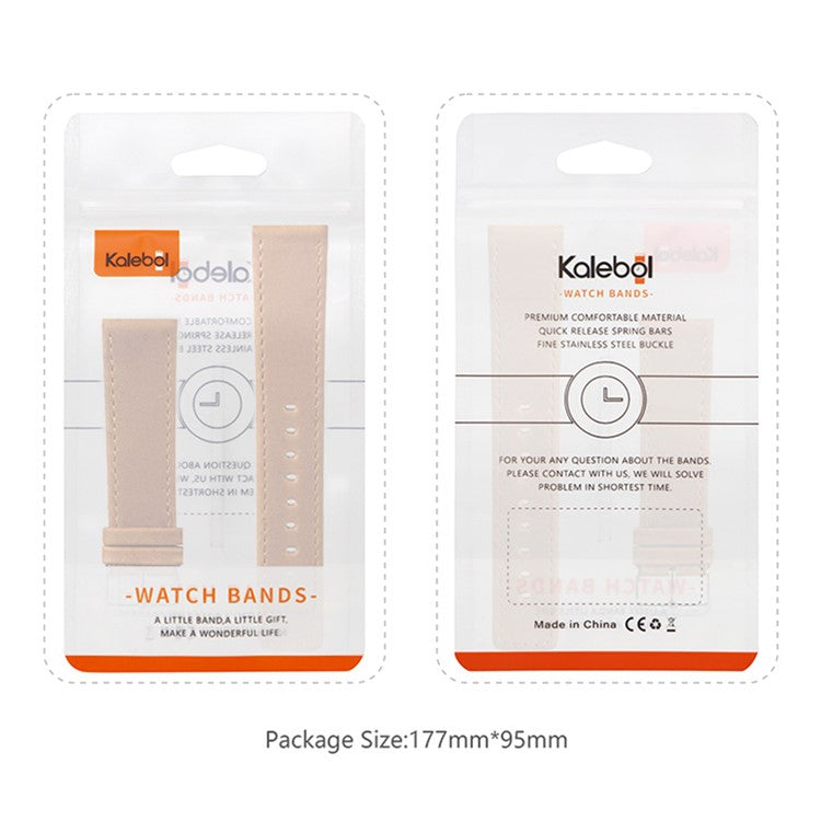 KALEBOL KLB-FMWZP-001 For Samsung Galaxy Watch3 45mm / Huawei Watch 4 Pro Leather Watch Strap Genuine Cow Leather Watch Band - Coffee