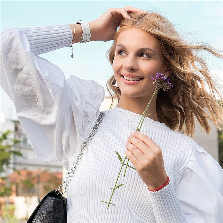 For Garmin Vivomove 3 / Forerunner 645 / Samsung Gear S2 Classic Universal 20mm Carving Flower Silicone Watch Strap - White