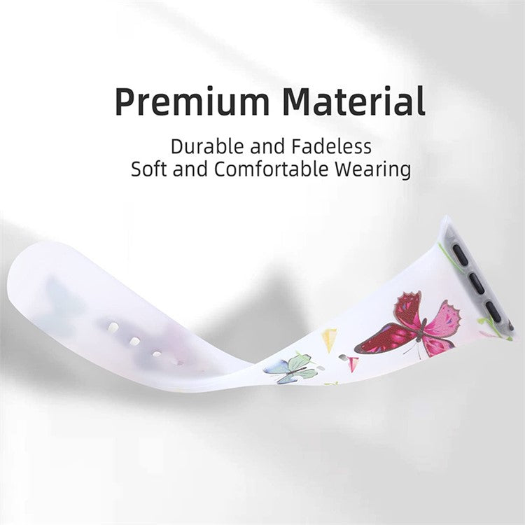 Watch Band For Apple Watch Series 10 42mm / 9 8 7 41mm / SE (2023) SE (2022) SE 6 5 4 40mm / 3 2 1 38mm Butterfly Printing Strap