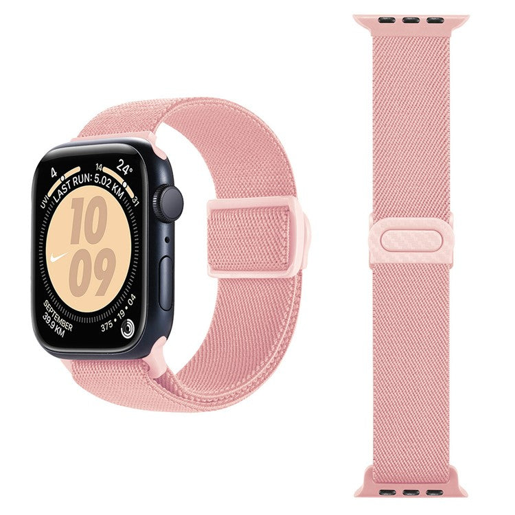 For Apple Watch 10 46mm / Ultra 2 / Ultra 49mm / 9 8 7 45mm / SE (2023) SE (2022) SE 6 5 4 44mm / 3 2 1 42mm Nylon Watch Strap - Pink