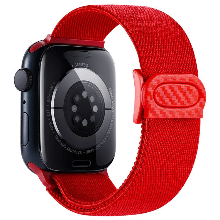 For Apple Watch 10 46mm / Ultra 2 / Ultra 49mm / 9 8 7 45mm / SE (2023) SE (2022) SE 6 5 4 44mm / 3 2 1 42mm Nylon Watch Strap - Red