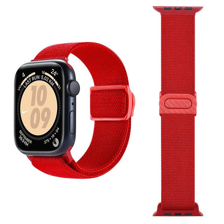 For Apple Watch 10 46mm / Ultra 2 / Ultra 49mm / 9 8 7 45mm / SE (2023) SE (2022) SE 6 5 4 44mm / 3 2 1 42mm Nylon Watch Strap - Red