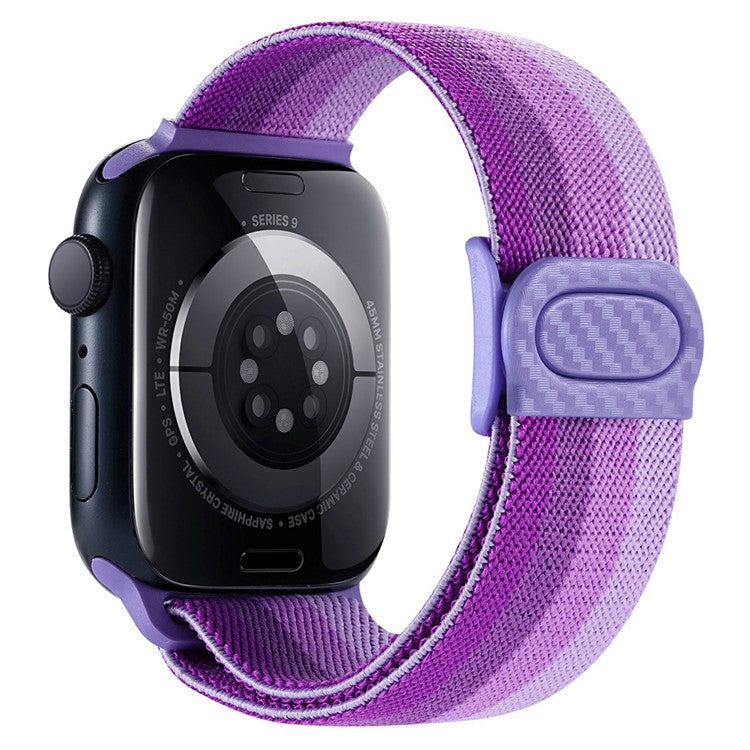 For Apple Watch 10 46mm / Ultra 2 / Ultra 49mm / 9 8 7 45mm / SE (2023) SE (2022) SE 6 5 4 44mm / 3 2 1 42mm Nylon Watch Strap - Gradient Purple