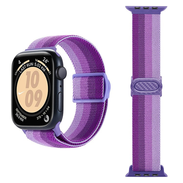 For Apple Watch 10 46mm / Ultra 2 / Ultra 49mm / 9 8 7 45mm / SE (2023) SE (2022) SE 6 5 4 44mm / 3 2 1 42mm Nylon Watch Strap - Gradient Purple