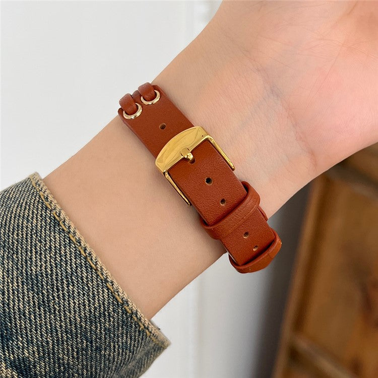Band For Apple Watch Series 10 42mm / 9 8 7 41mm / 6 5 4 SE (2023) SE (2022) SE 40mm / 3 2 1 38mm Genuine Cow Leather Wrist Strap - Brown