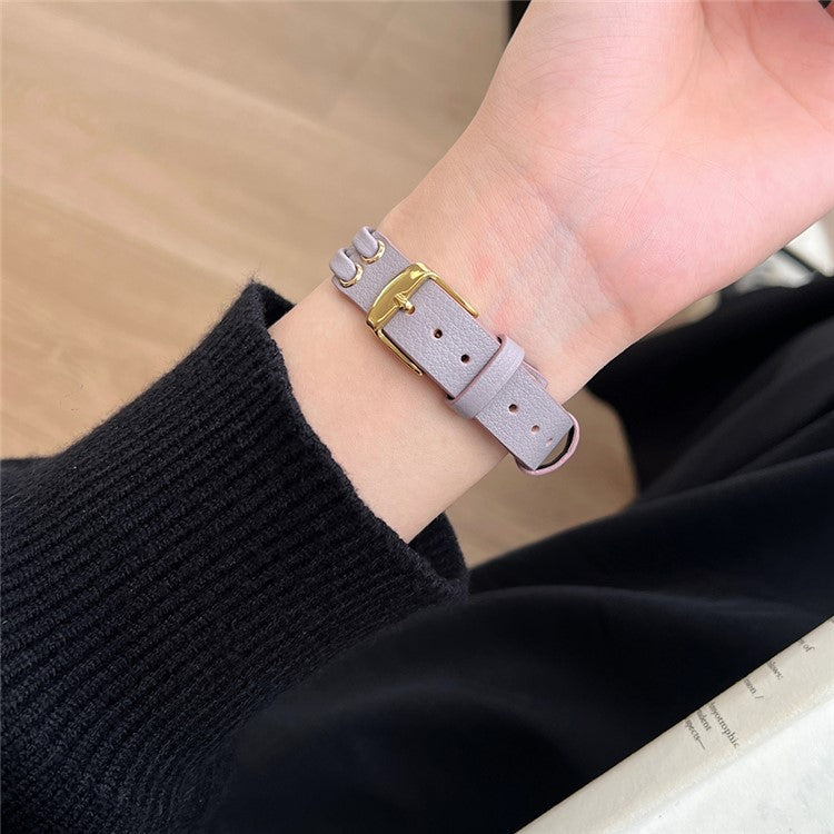 Band For Apple Watch Series 10 42mm / 9 8 7 41mm / 6 5 4 SE (2023) SE (2022) SE 40mm / 3 2 1 38mm Genuine Cow Leather Wrist Strap - Purple