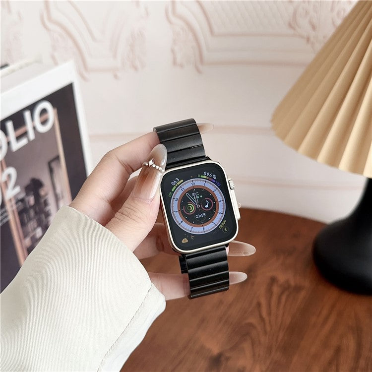 Magnetic Watch Band For Apple Watch Series 10 42mm / 9 8 7 41mm / SE (2023 SE (2022) SE 6 5 4 40mm / 3 2 1 38mm Stainless Steel Strap - Black