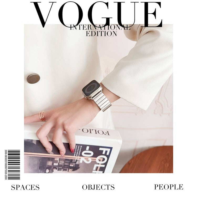 Magnetic Watch Band For Apple Watch Series 10 42mm / 9 8 7 41mm / SE (2023 SE (2022) SE 6 5 4 40mm / 3 2 1 38mm Stainless Steel Strap - Black