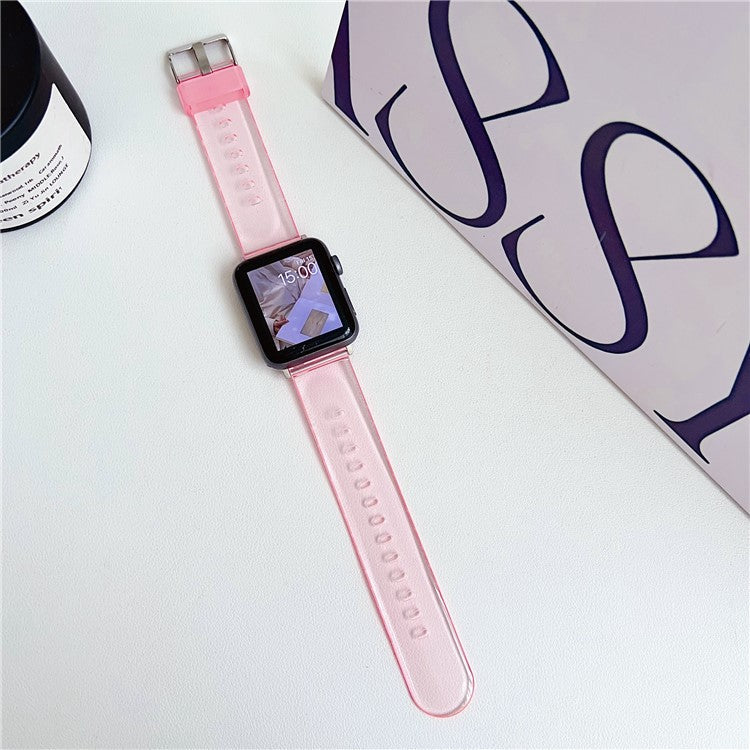 For Apple Watch 10 46mm / Ultra 2 / Ultra 49mm / 9 8 7 45mm / SE (2023) SE (2022) SE 6 5 4 44mm / 3 2 1 42mm TPU Clear Watch Band - Transparent Pink