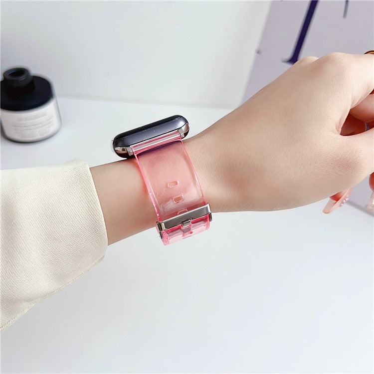 For Apple Watch 10 46mm / Ultra 2 / Ultra 49mm / 9 8 7 45mm / SE (2023) SE (2022) SE 6 5 4 44mm / 3 2 1 42mm TPU Clear Watch Band - Transparent Pink