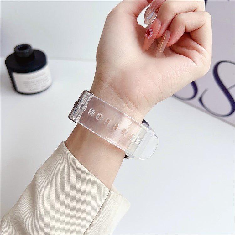 For Apple Watch 10 46mm / Ultra 2 / Ultra 49mm / 9 8 7 45mm / SE (2023) SE (2022) SE 6 5 4 44mm / 3 2 1 42mm TPU Clear Watch Band - Transparent