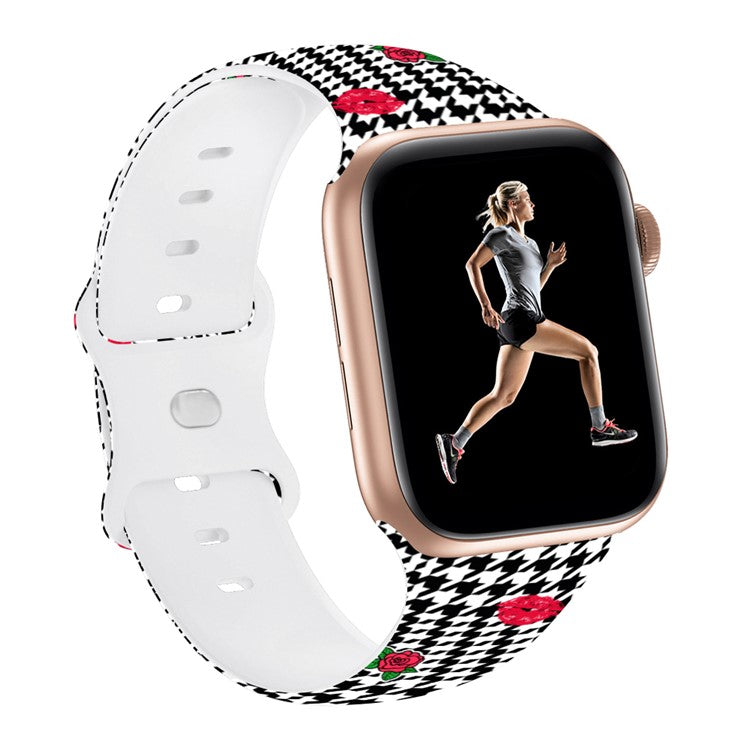 Sport Strap for Apple Watch Series 10 42mm / 9 8 7 41mm / SE (2023) SE (2022) SE 6 5 4 40mm / 3 2 1 38mm Silicone Pattern Watch Band - Lip and Rose 03
