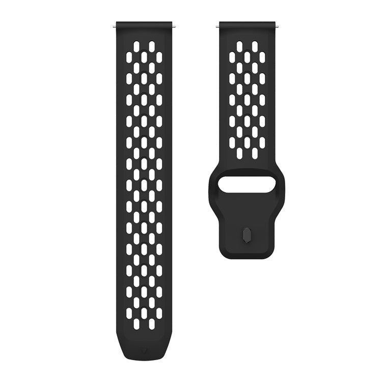 For Garmin vivoactive 5 / Venu 2 Plus Silicone Watch Band 20mm Hollow Adjustable Strap - Black