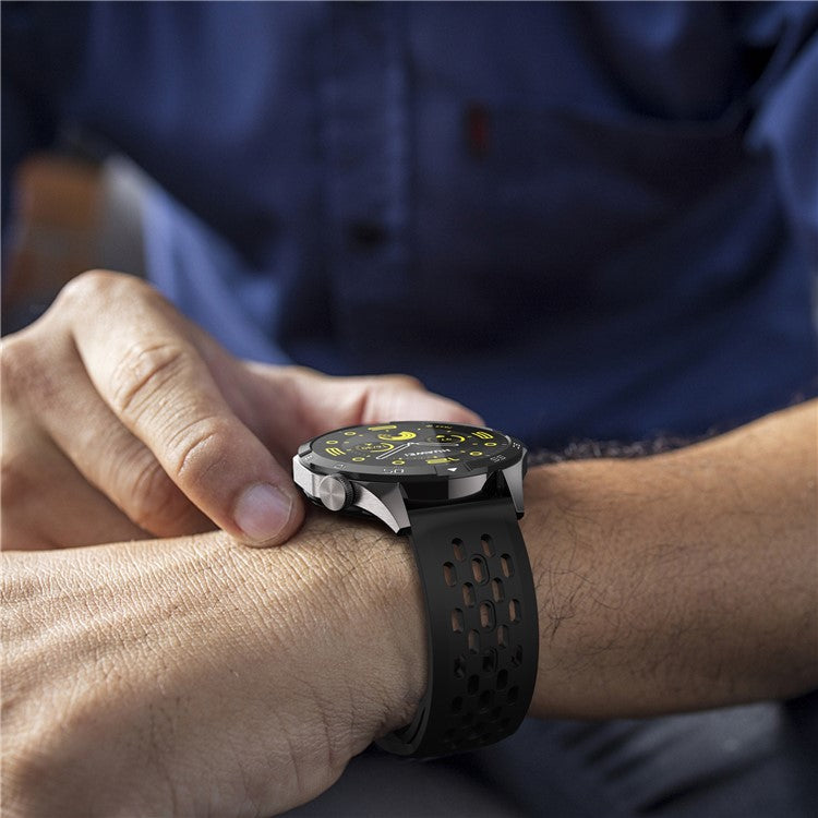 For Garmin vivoactive 5 / Venu 2 Plus Silicone Watch Band 20mm Hollow Adjustable Strap - Black