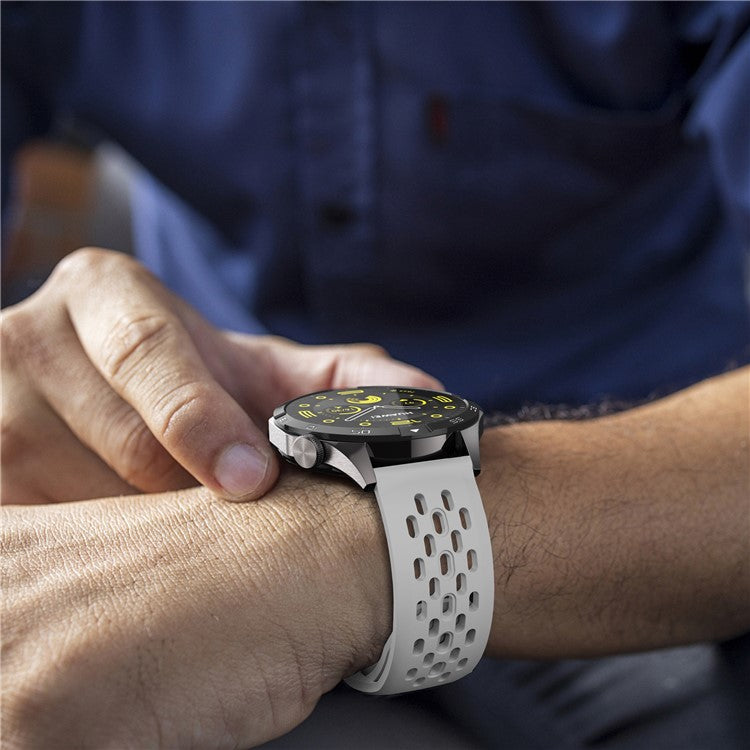 For Garmin vivoactive 5 / Venu 2 Plus Silicone Watch Band 20mm Hollow Adjustable Strap - Light Grey