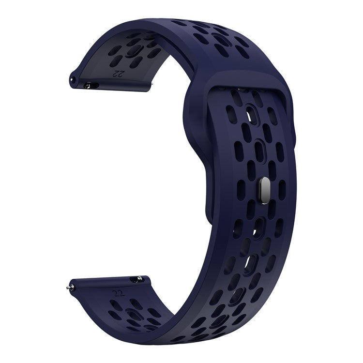 For Garmin Venu 3 / Venu 2 / Vivoactive 4 22mm Watch Strap Hollow Silicone Wrist Band Replacement - Midnight Blue