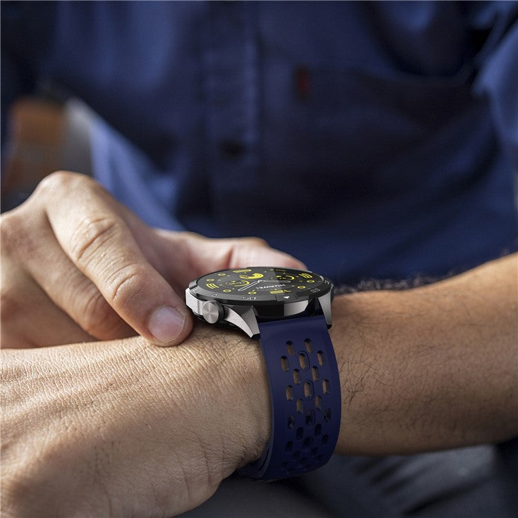 For Garmin Venu 3 / Venu 2 / Vivoactive 4 22mm Watch Strap Hollow Silicone Wrist Band Replacement - Midnight Blue