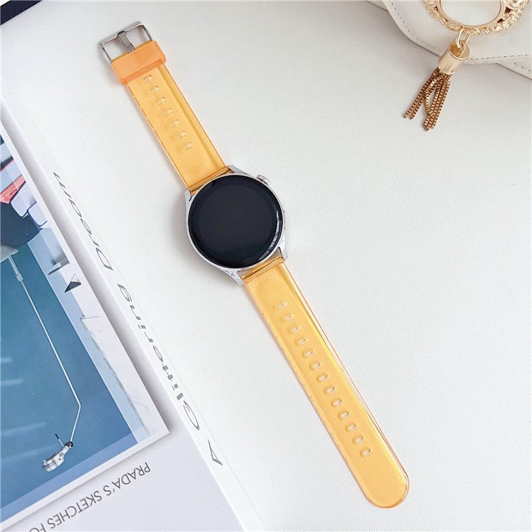 For Samsung Galaxy Watch3 45mm / Huawei Watch GT 4 46mm Band 22mm TPU Wrist Strap - Transparent Light Orange