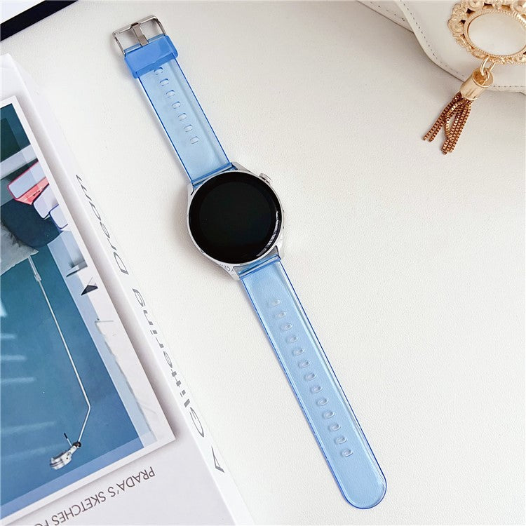 For Samsung Galaxy Watch3 45mm / Huawei Watch GT 4 46mm Band 22mm TPU Wrist Strap - Transparent Blue