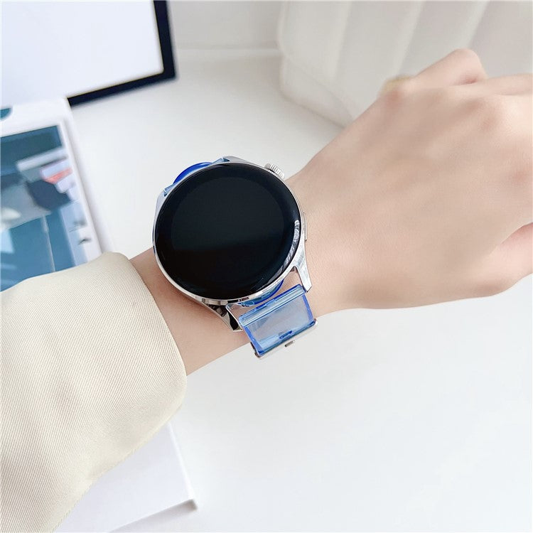 For Samsung Galaxy Watch3 45mm / Huawei Watch GT 4 46mm Band 22mm TPU Wrist Strap - Transparent Blue