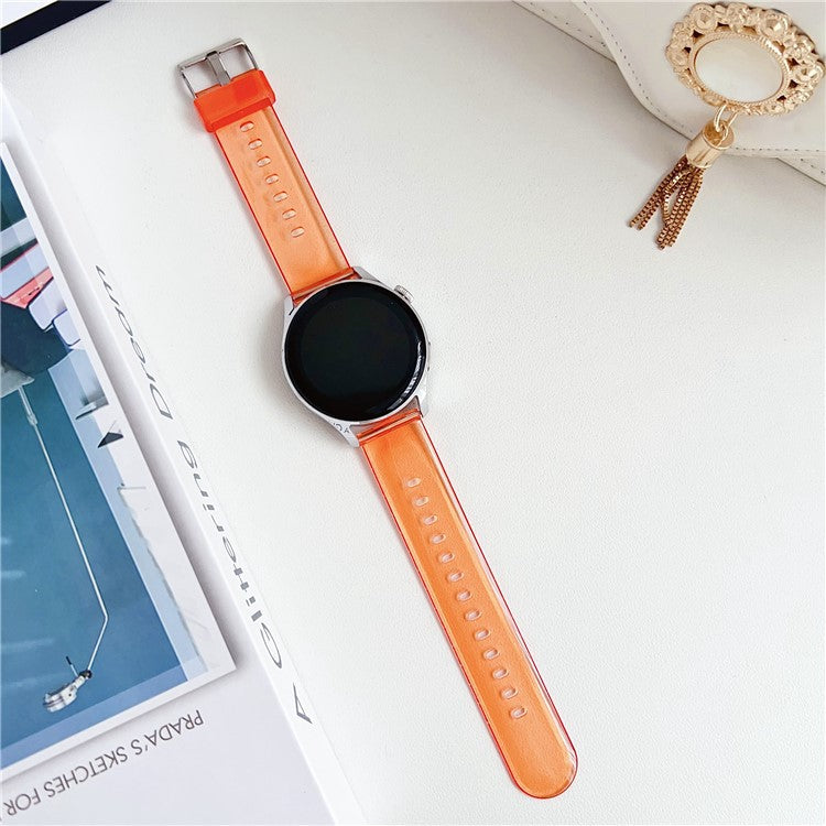 For Samsung Galaxy Watch3 45mm / Huawei Watch GT 4 46mm Band 22mm TPU Wrist Strap - Transparent Orange