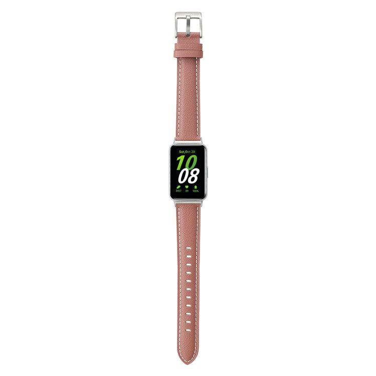 For Samsung Galaxy Fit3 Watch Band Cowhide Leather Strap Replacement - Deep Pink