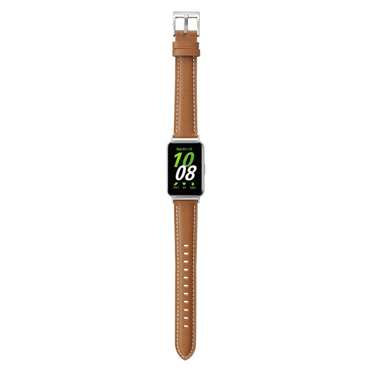 For Samsung Galaxy Fit3 Watch Band Cowhide Leather Strap Replacement - Light Brown